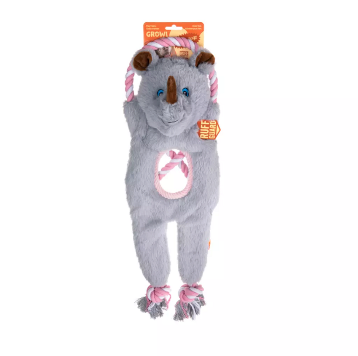GROWL JUNGLE TUGZ RHINO GRAY - PLUSZOWA ZABAWKA