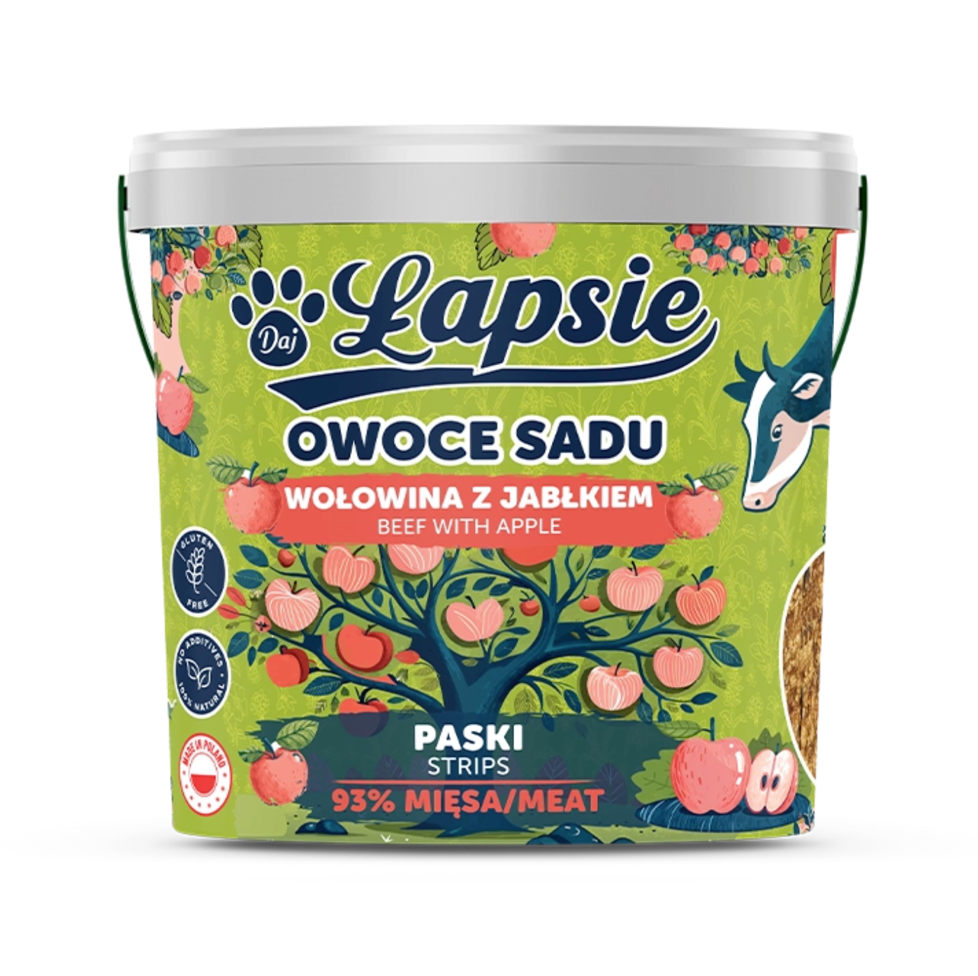 ŁAPSIE PASKI OWOCE SADU WOŁOWINA Z JABŁKIEM 1 SZTUKA