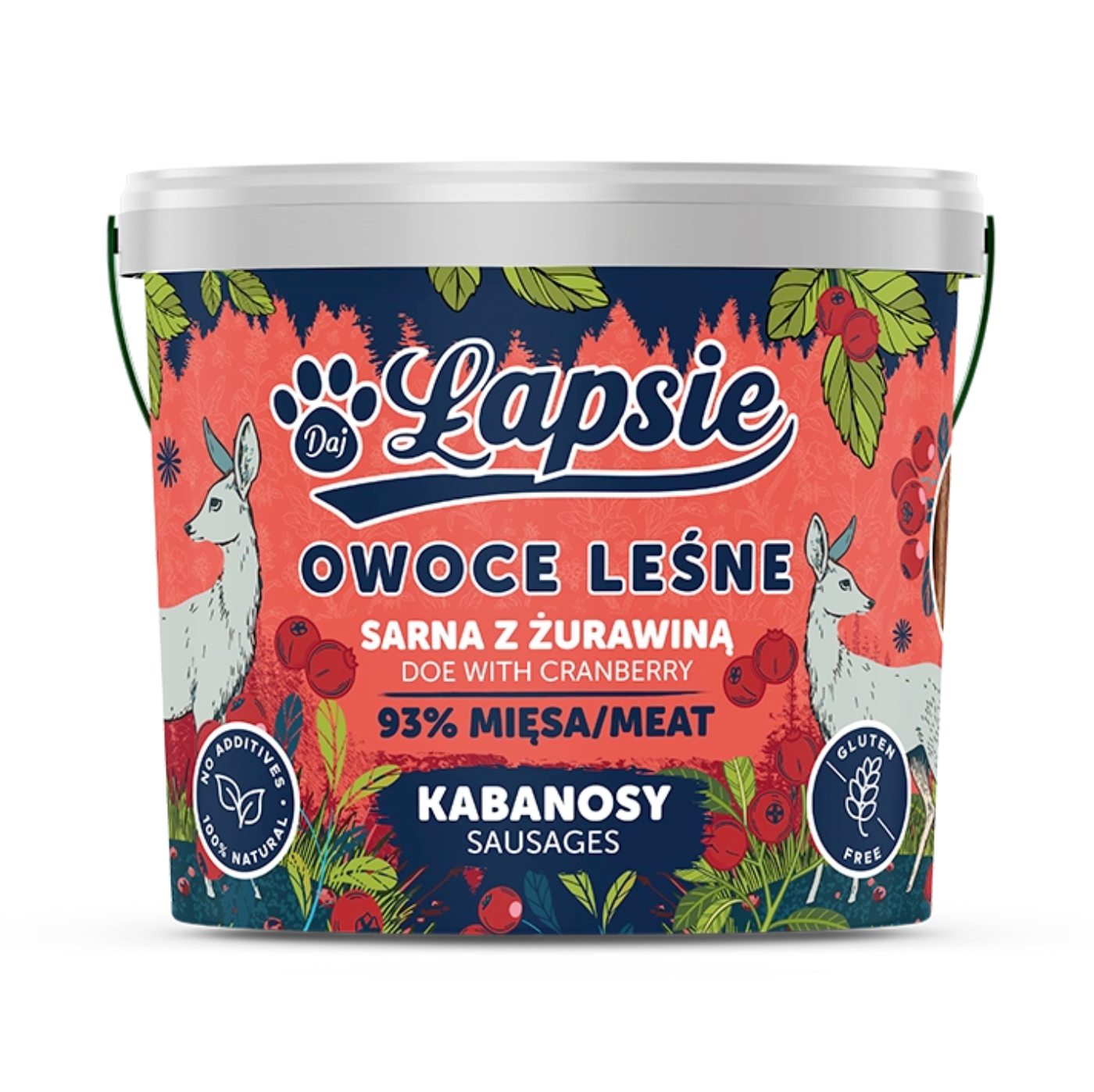 ŁAPSIE OWOCE LASU KABANOSY SARNA Z ŻURAWINĄ 160G
