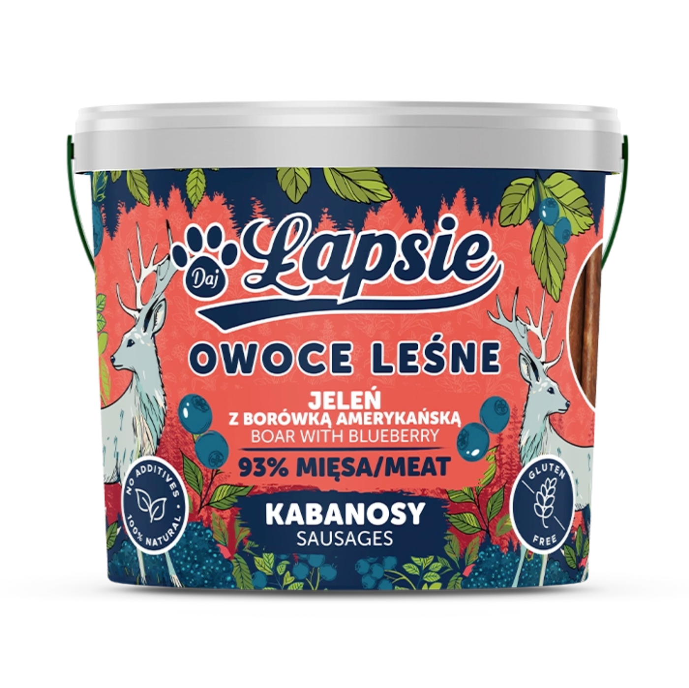 ŁAPSIE OWOCE LASU KABANOSY JELEŃ Z BORÓWKĄ 160G