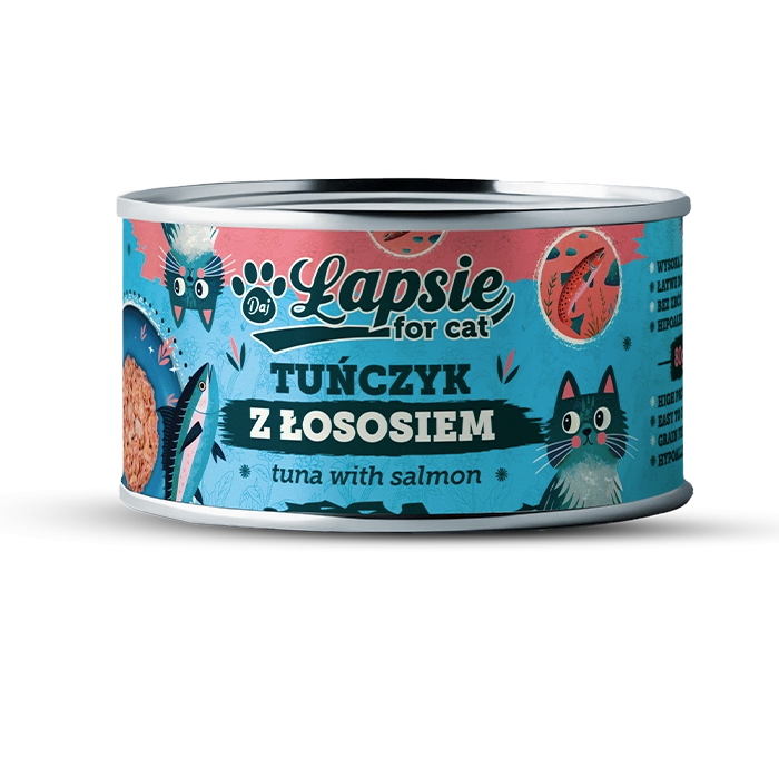 ŁAPSIE KOT TUŃCZYK Z ŁOSOSIEM W BULIONIE 80G