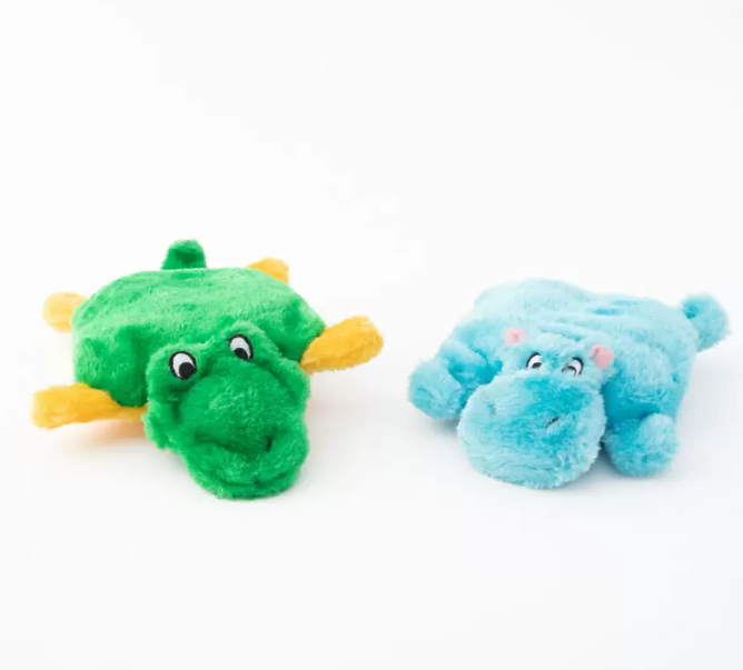ZIPPY PAWS SQUEAKIE PADS 2 PACK HIPPO ALLIGATOR