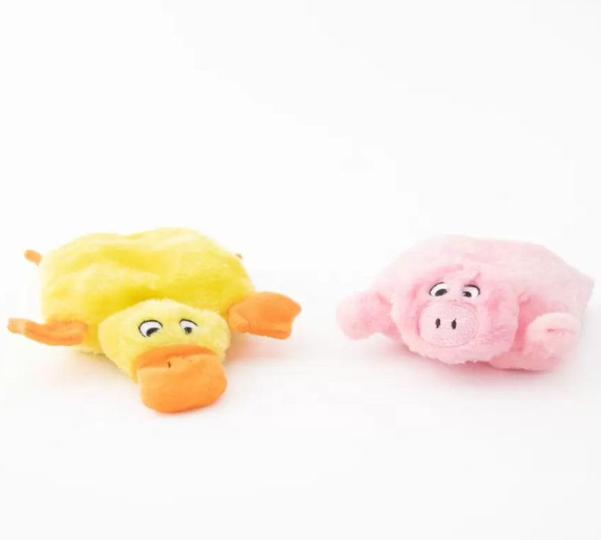 ZIPPY PAWS SQUEAKIE PADS 2 PACK DUCK PIG