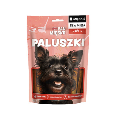PAN MIĘSKO PRZYSMAKI DLA PSA PALUSZKI KRÓLIK 100G