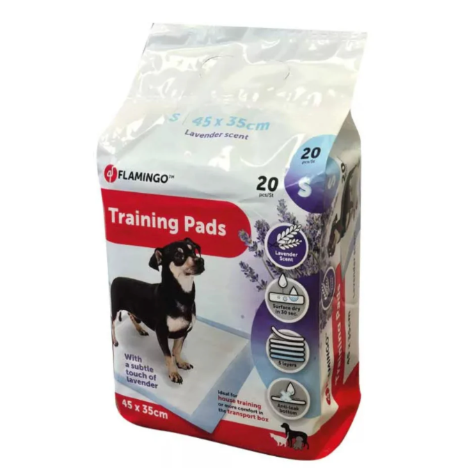 FLAMINGO TRAINING PAD PADY S 20PCS LAVENDER 45X35CM