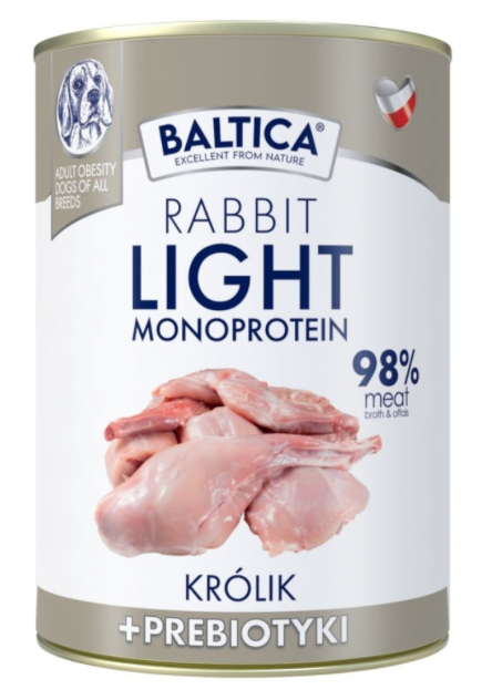 BALTICA MONO MOKRA KARMA PIES LIGHT RABBIT & PREBIOTICS 400G