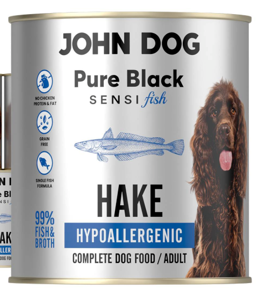JOHN DOG PURE BLACK SENSI FISH MOKRA KARMA PIES HYPOALLERGENIC MORSZCZUK 800G