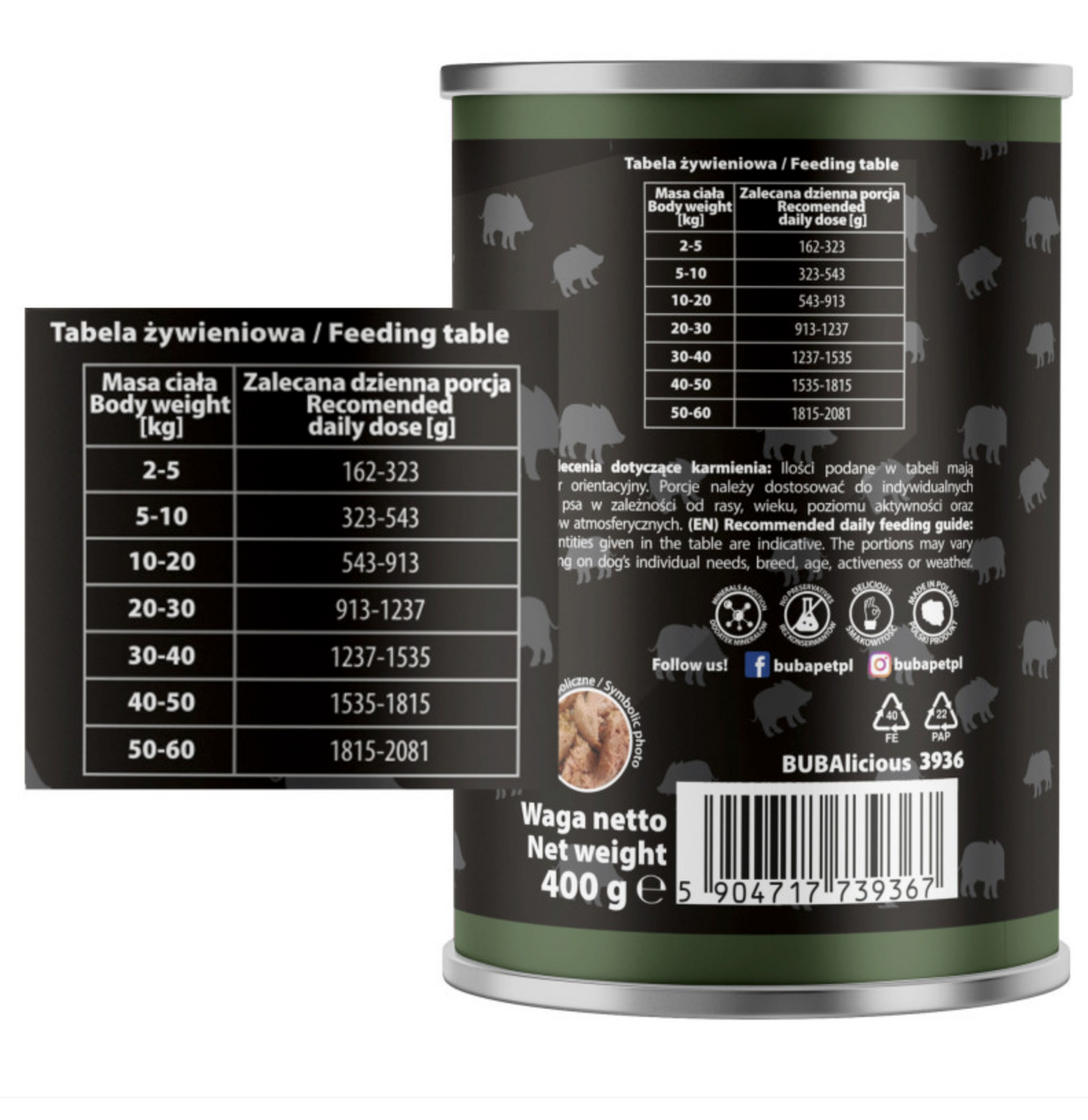 BUBA BUBALICIOUS MONO PURE MOKRA KARMA DLA PSA DZIK 400G