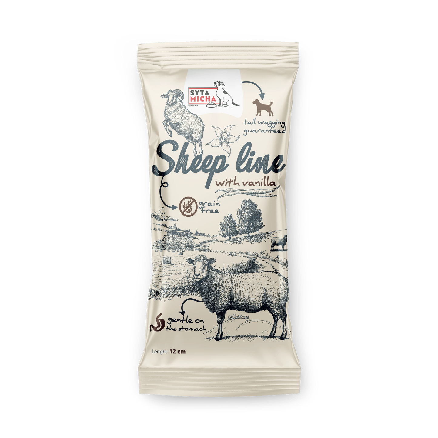 SYTA MICHA SHEEP LINE GRYZAK DLA PSA KOŚĆ OWCA Z WANILIĄ DLA SZCZENIAKA 12CM