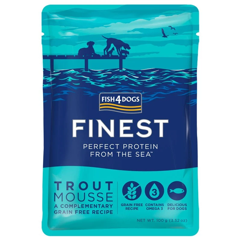 FISH4DOGS FINEST MOKRA KARMA DLA PSA TROUT MOUSSE 100G