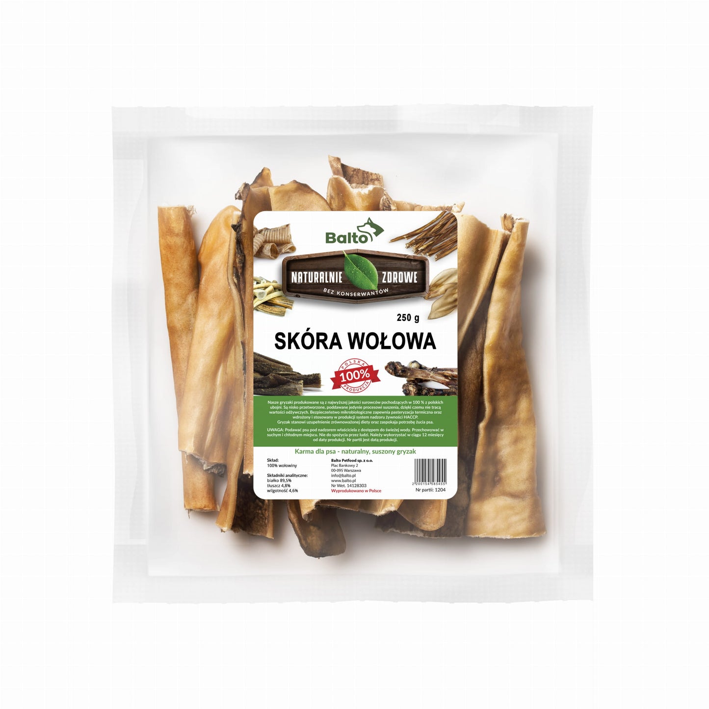 BALTO GRYZAK DLA PSA SKÓRA WOŁOWA 250G