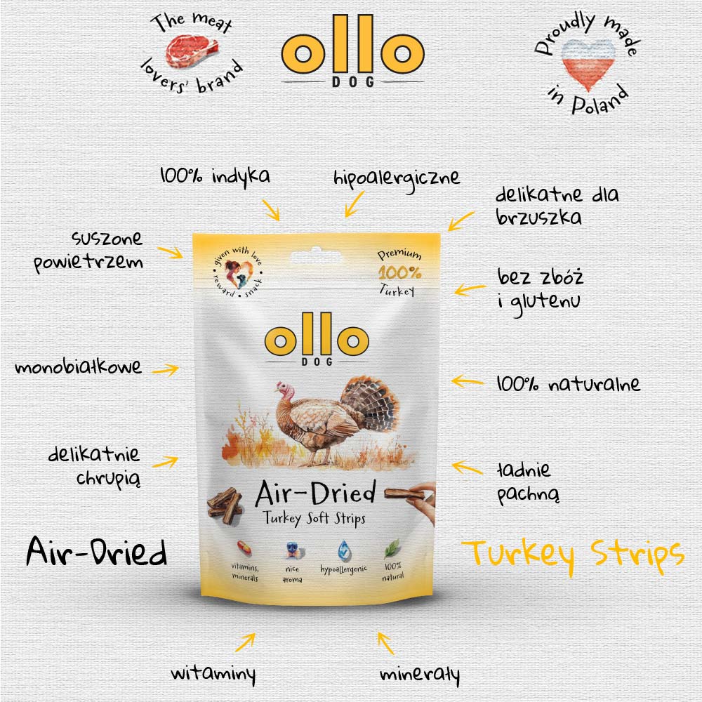 OLLO AIR DRIED PRZYSMAKI DLA PSA TURKEY STICK 80G