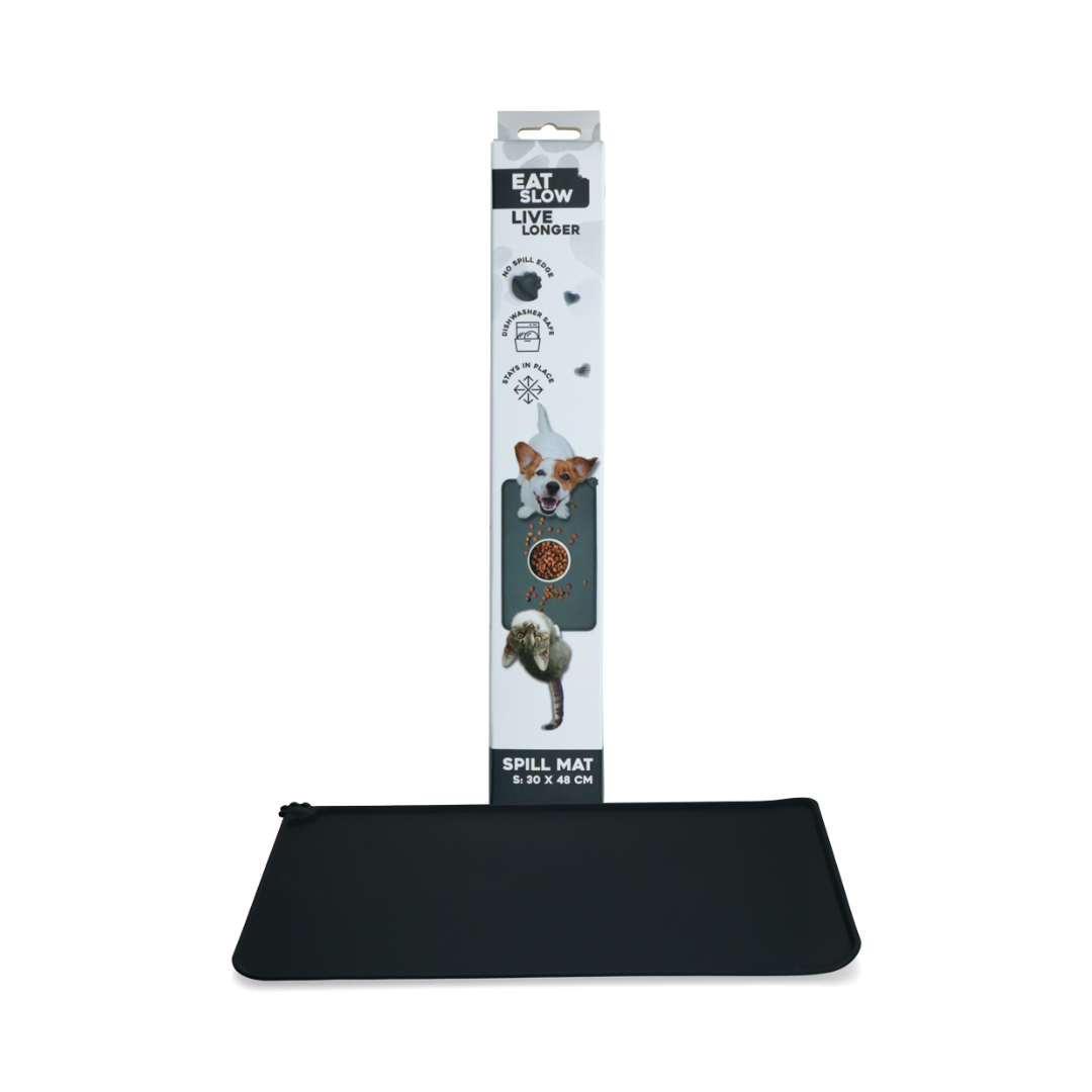 EAT SLOW LIVE LONGER SPILL MAT S GREY