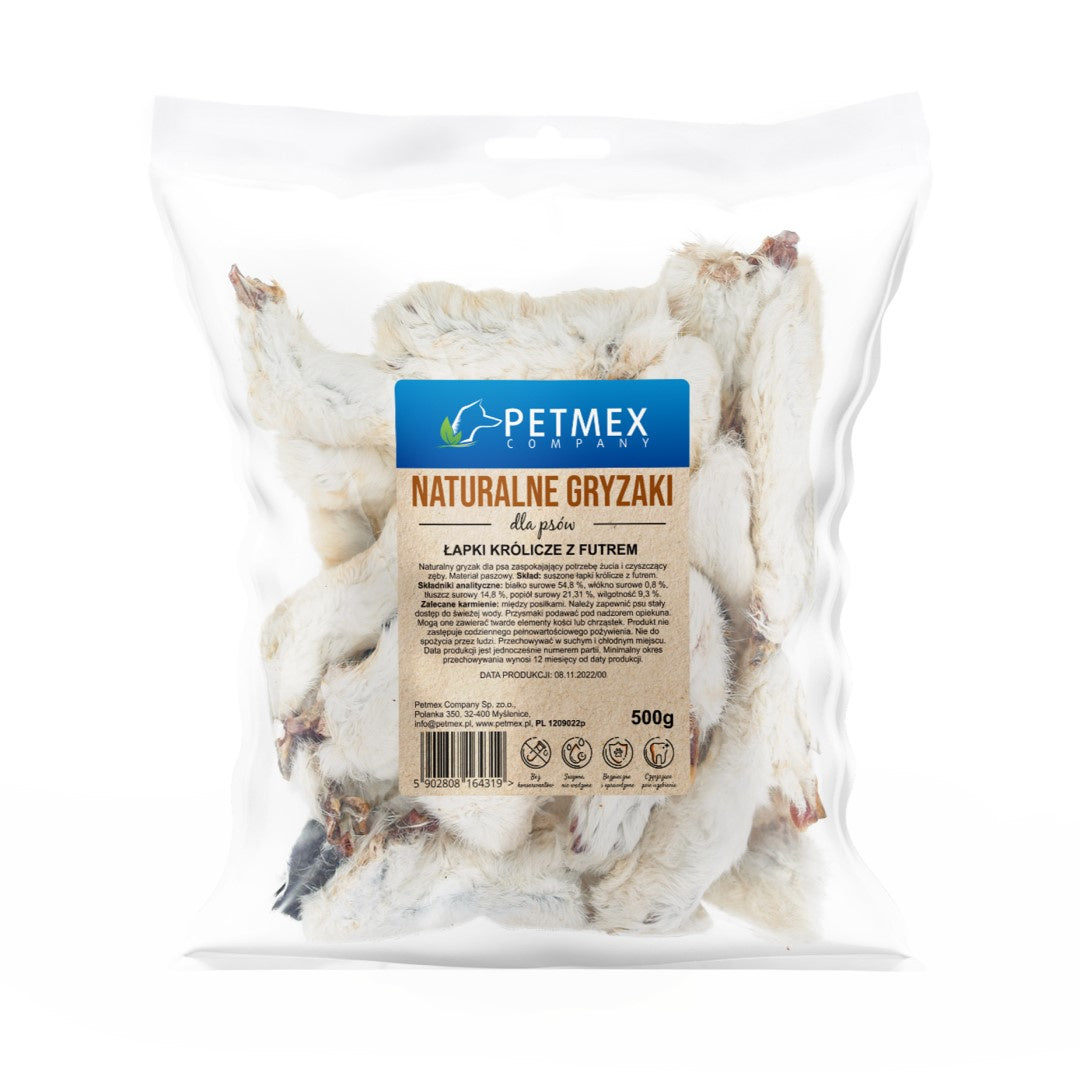 PETMEX ŁAPKI KRÓLICZE Z FUTREM 500G