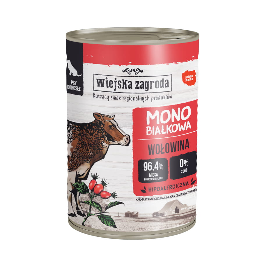 WIEJSKA ZAGRODA MONO MOKRA KARMA DLA PSA WOŁOWINA 400G