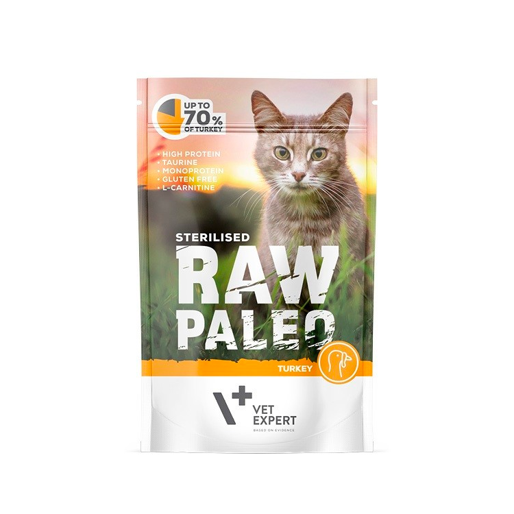 RAW PALEO STERILISED MOKRA KARMA DLA KOTA TURKEY 100G
