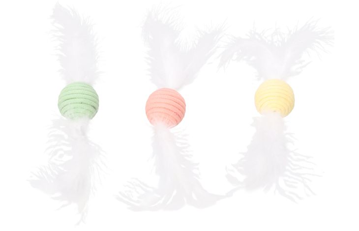 FLAMINGO TOY POPPY BALL WITH FEATHERS SEVERAL COLOURS 23X4,5X4,5CM