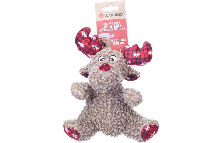 FLAMINGO CHRISTMAS TOY KROLA REINDEER SITTING BROWN 19X13X24CM