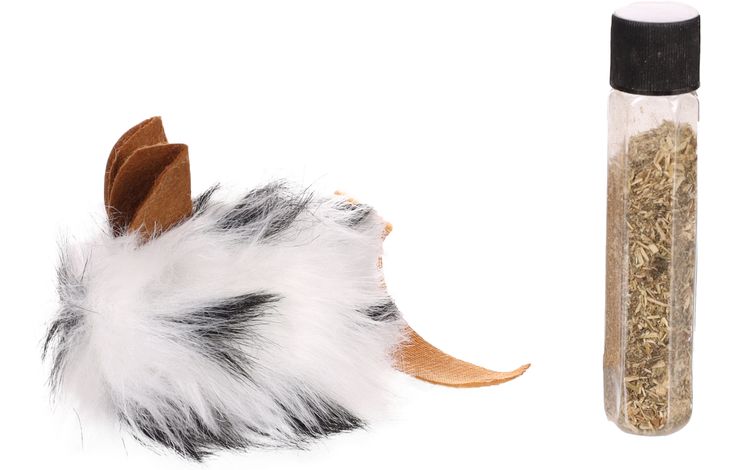 FLAMINGO CT SIKSKE PLUSH MOUSE + CATNIP BROWN BLACK 19CM