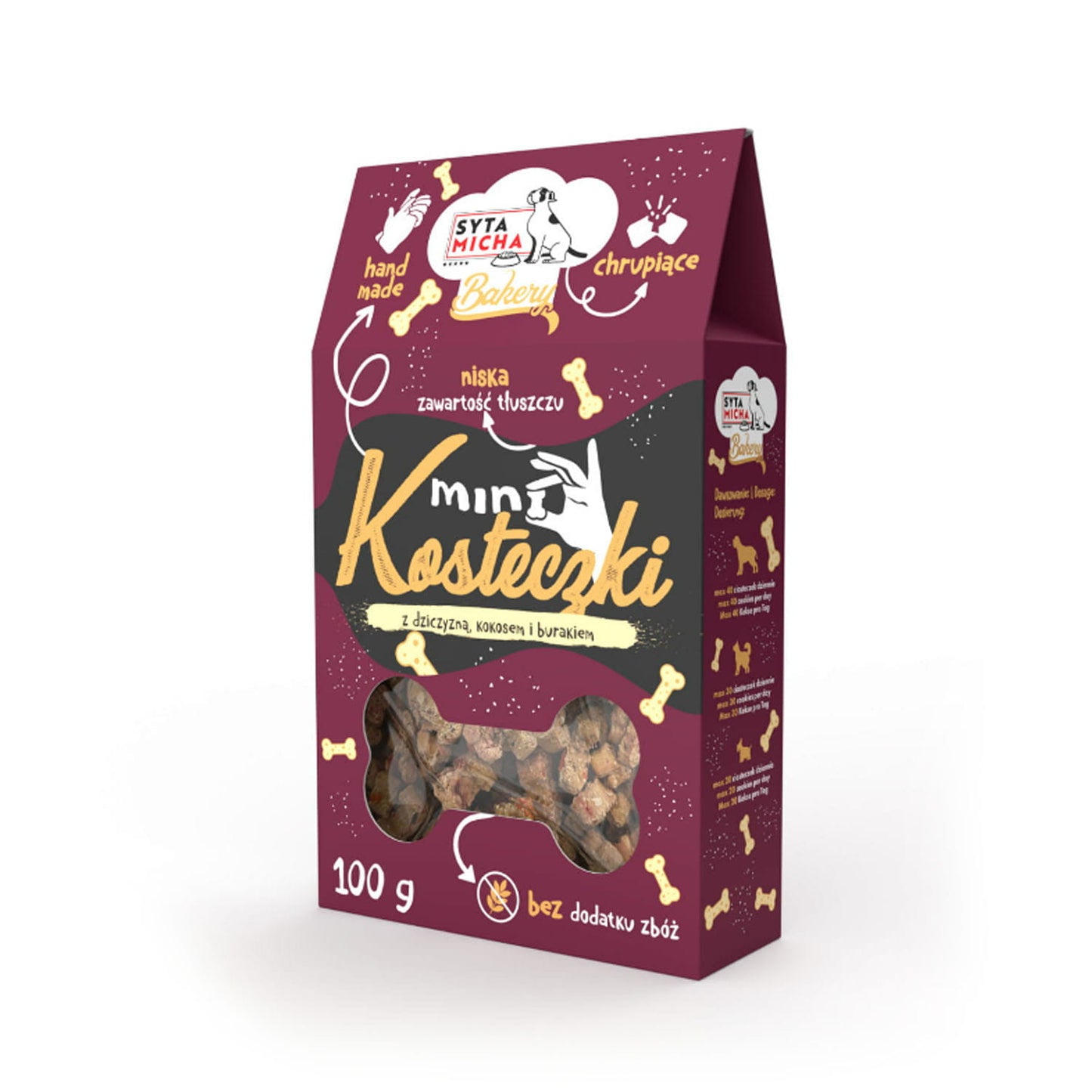 SYTA MICHA BAKERY PRZYSMAKI DLA PSA MINI KOSTKI Z DZICZYZNY 100G
