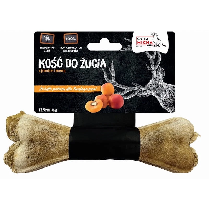 SYTA MICHA GRYZAK DLA PSA KOŚĆ Z JELENIEM I MORELĄ 13,5CM