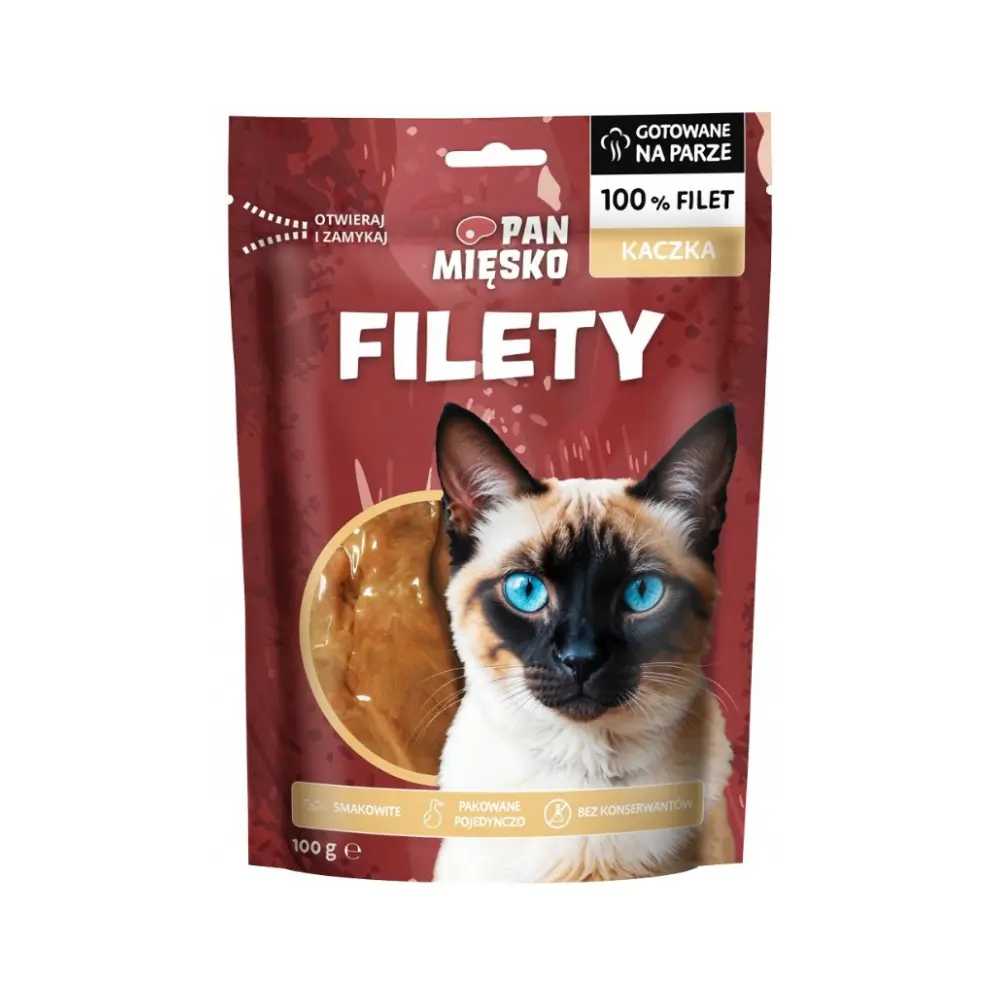 PAN MIĘSKO PRZYSMAKI DLA KOTA FILETY KACZKA 100G