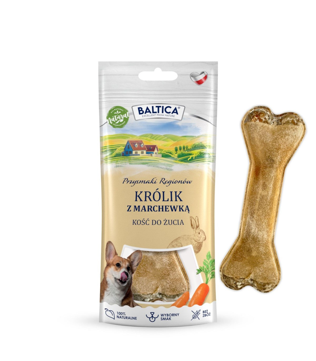 BALTICA SMAKI REGIONÓW GRYZAK DLA PSA KOŚĆ Z KRÓLIK Z MARCHEWKĄ 1 SZT