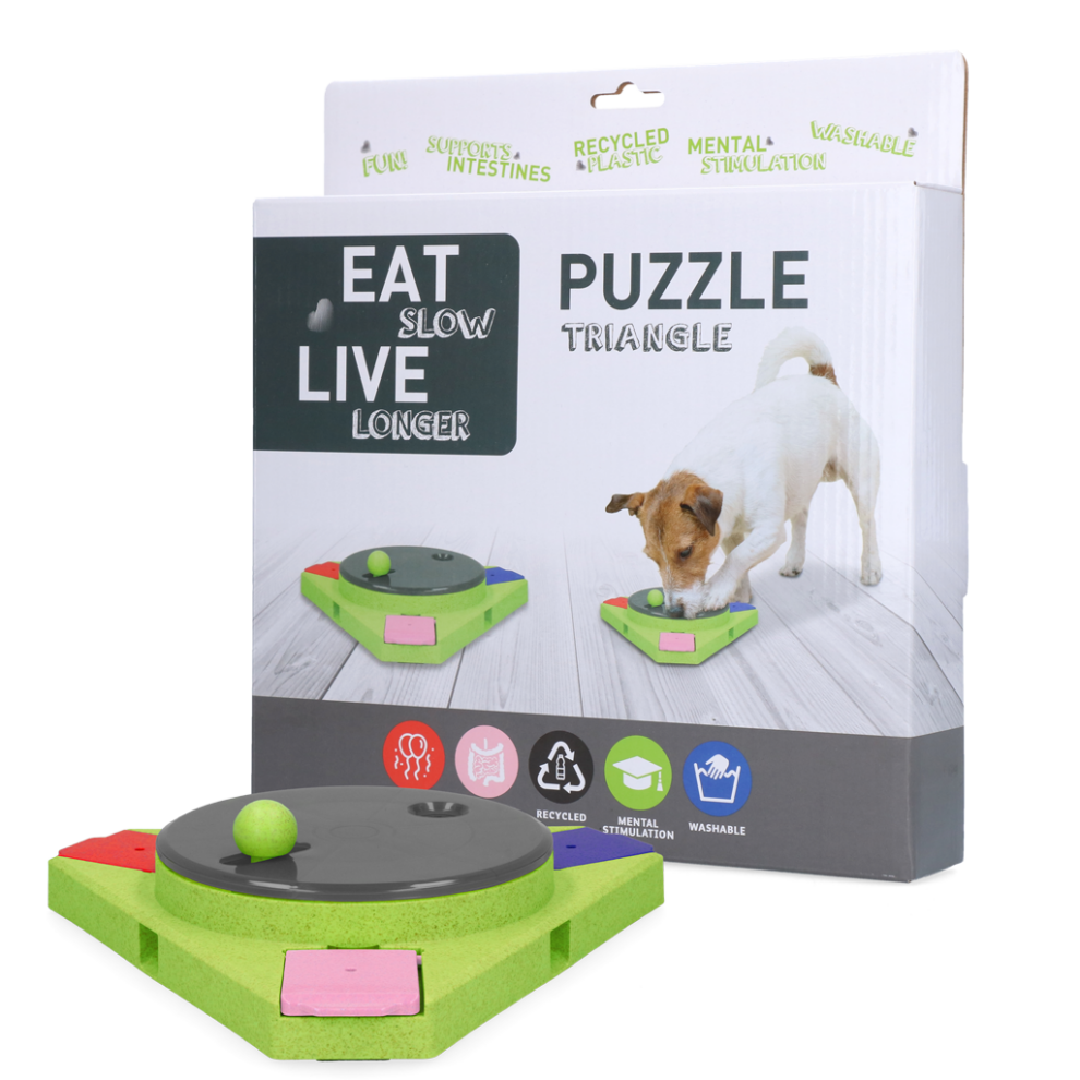 EAT SLOW LIVE LONGER PUZZLE TRIANGLE ZABAWKA INTERAKTYWNA DLA PSA