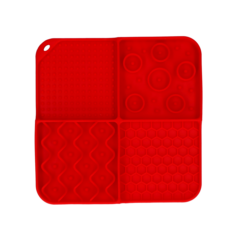 EAT SLOW LIVE LONGER LICK MAT DIMENSIONS RECTANGLE RED