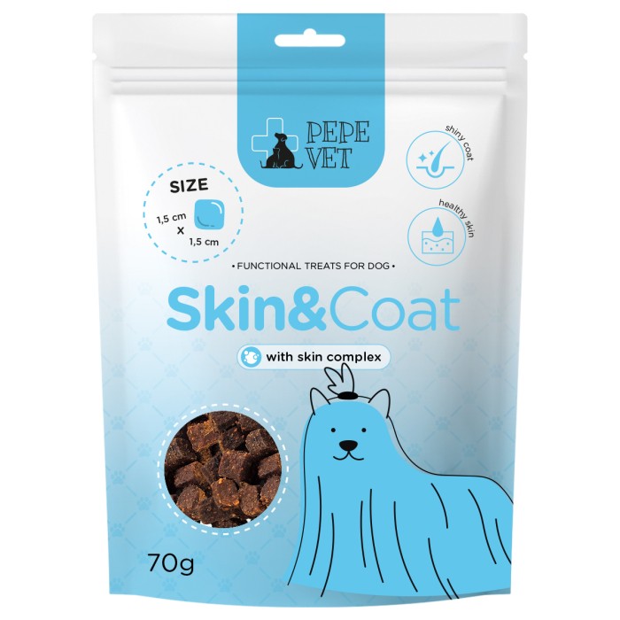 PAKA ZWIERZAKA PEPE VET PRZYSMAKI DAL PSA SKIN AND COAT 70G
