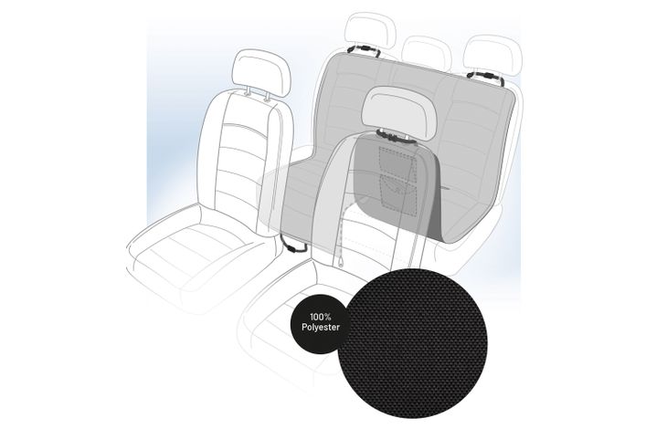 FLAMINGO CAR SEAT COVER DEX CAN BE SPLIT IN TWO HAMMOCK MODEL BACK SEAT BLACK
