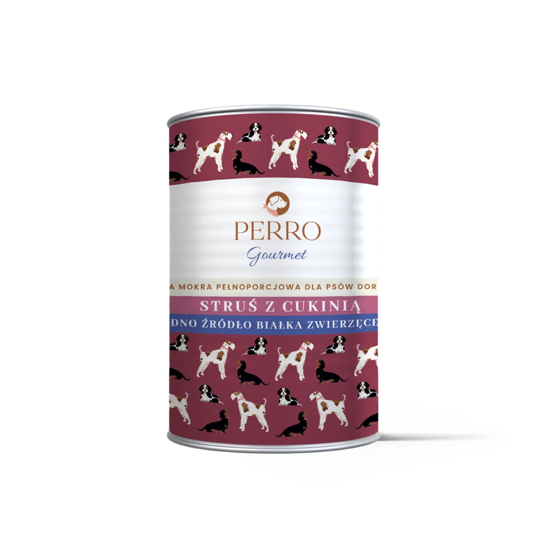 PERRO GOURMET MOKRA KARMA PIES STRUŚ Z CUKINIĄ 400G
