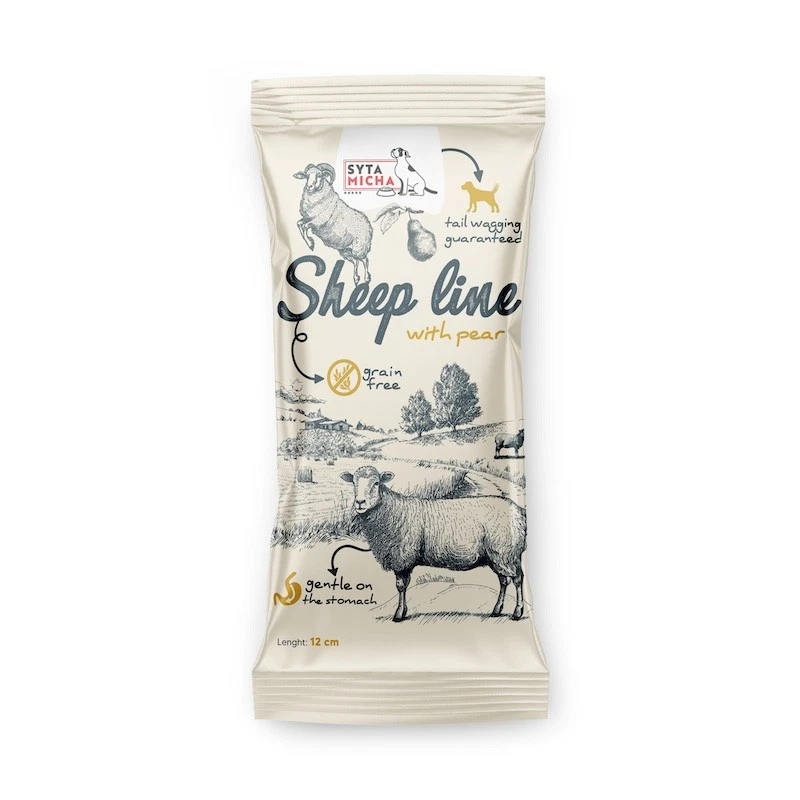SYTA MICHA SHEEP LINE GRYZAK DLA PSA KOŚĆ OWCA Z GRUSZKĄ 12CM