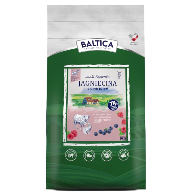 BALTICA SMAKI REGIONÓW SUCHA KARMA DLA PSA JAGNIĘCINA Z KRÓLIKIEM XS/S 9KG