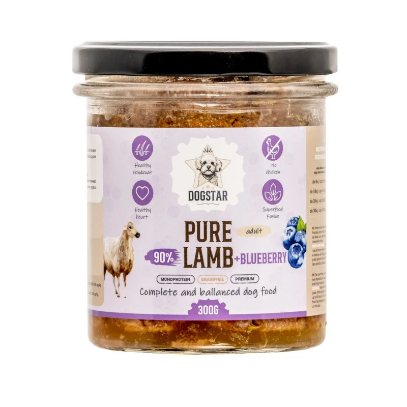 DOGSTAR MOKRA KARMA DLA PSA PURE JAGNIĘCINA Z BORÓWKAMI 300G