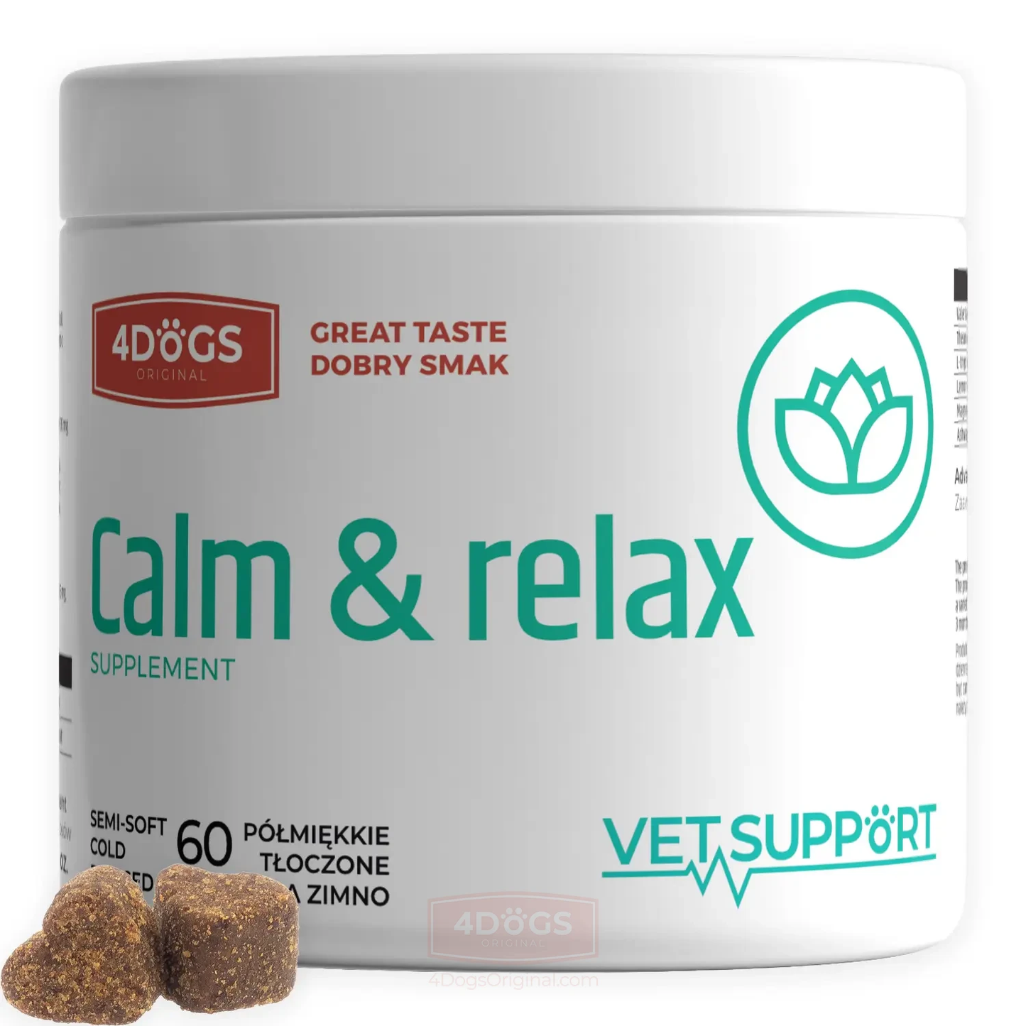 4DOGS VETSUPPORT CALM & RELAX 180G - NATURALNE WSPARCIE SPOKOJU I RÓWNOWAGI
