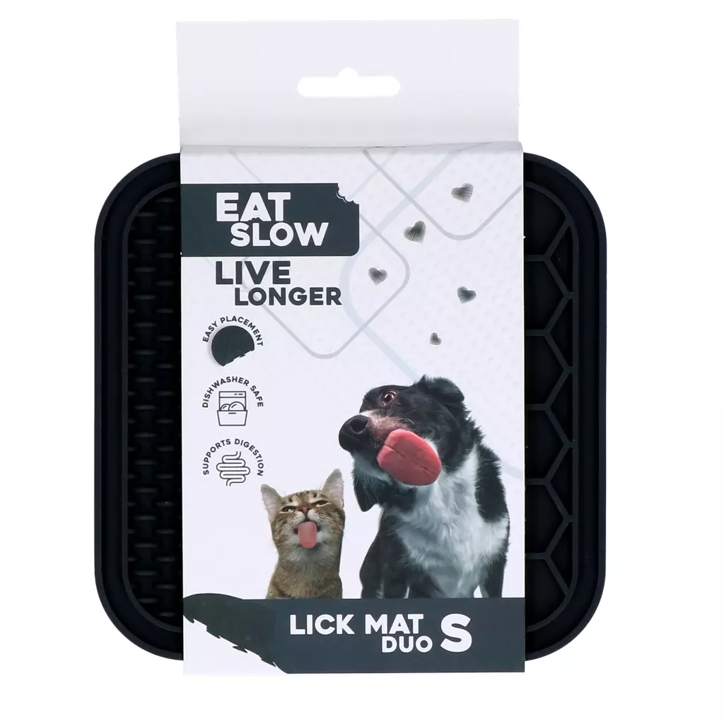 EAT SLOW LIVE LONGER LICK MAT DUO S GREY