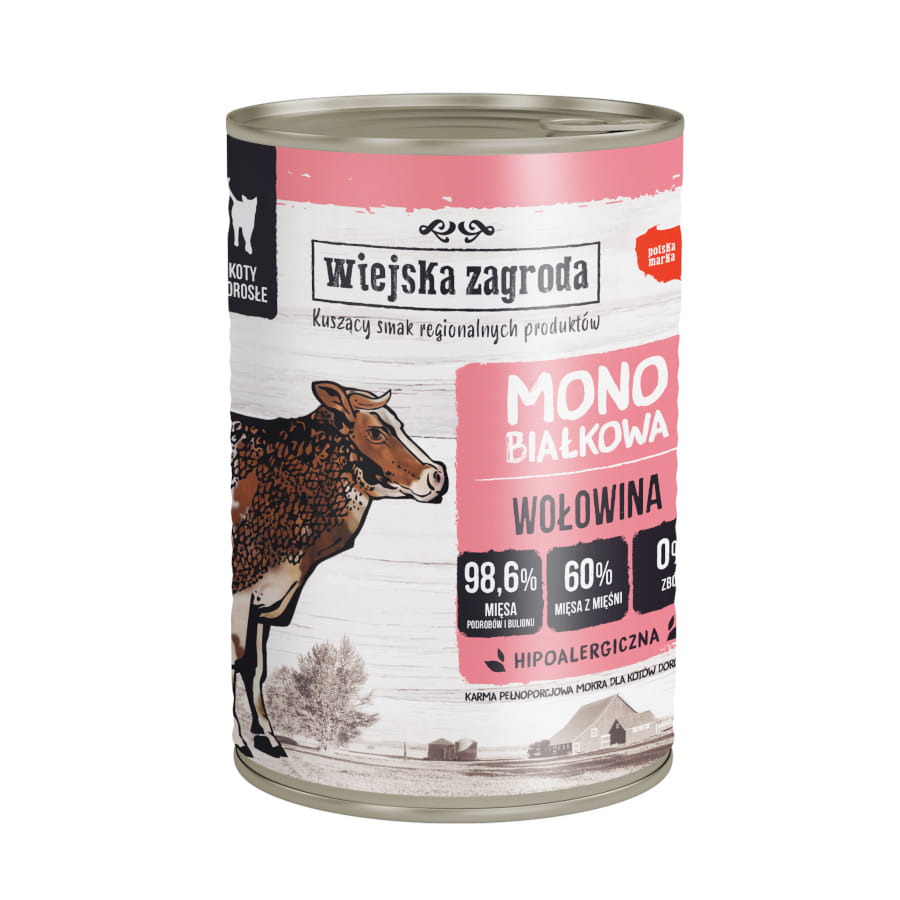 WIEJSKA ZAGRODA MONO MOKRA KARMA DLA KOTA WOŁOWINA 400G