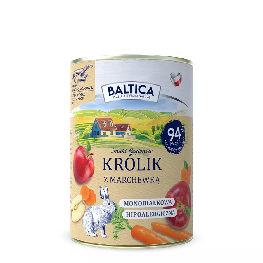 BALTICA SMAKI REGIONÓW MOKRA KARMA DLA PSA KRÓLIK Z MARCHEWKĄ 400G