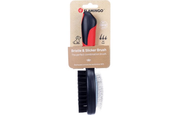 FLAMINGO BRISTLE & SLICKER BRUSH + HANDLE PREMIUM L