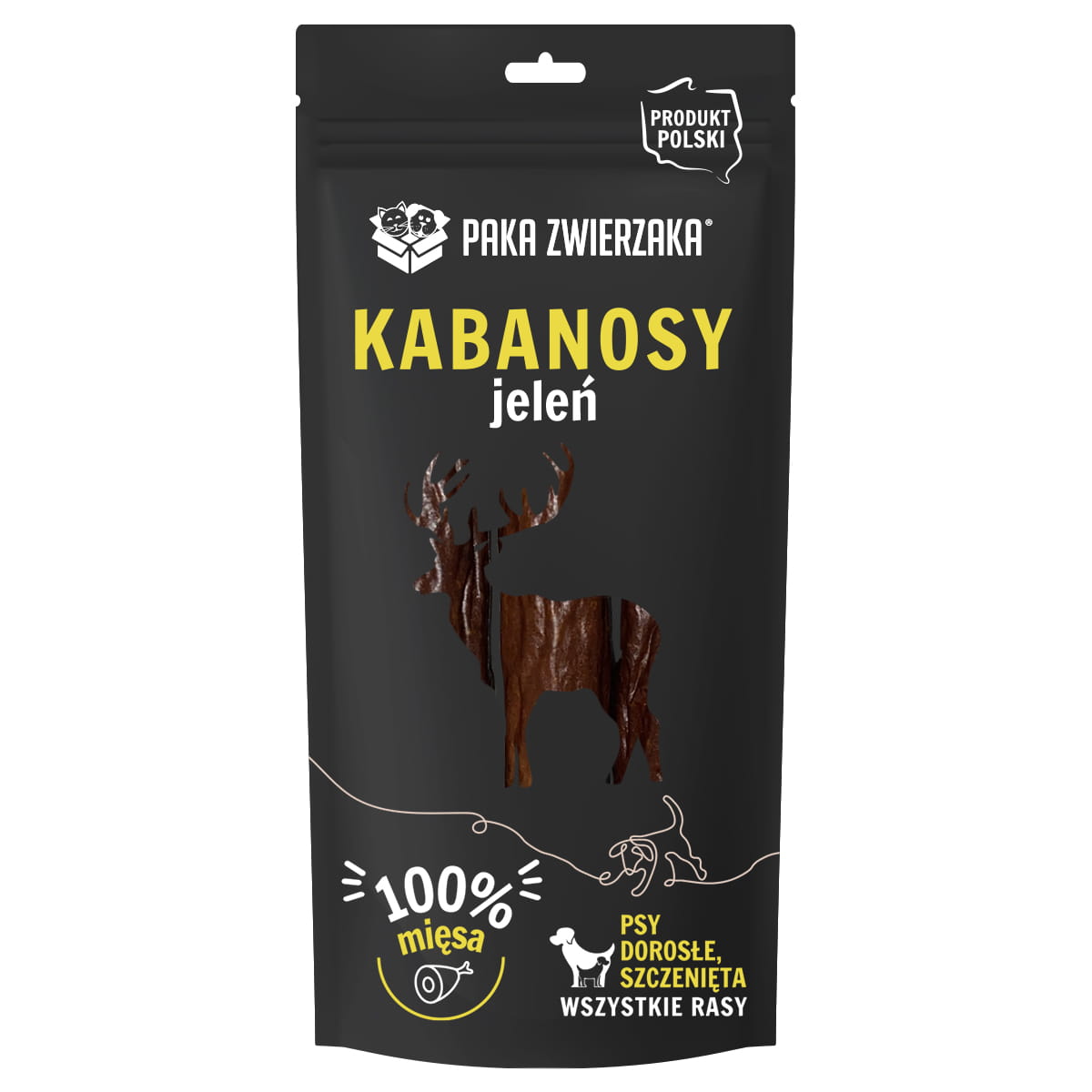 PAKA ZWIERZAKA PRZYSMAKI DLA PSA KABANOSY Z JELENIA 3SZT
