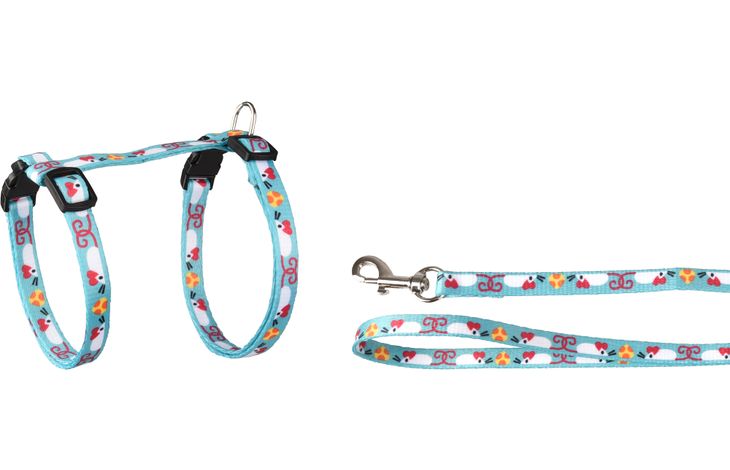 FLAMINGO CAT HARNESS WITH LEASH KITTEN ARWEN LIGHT BLUE 15-25CM 20-35CM 100CM 10MM