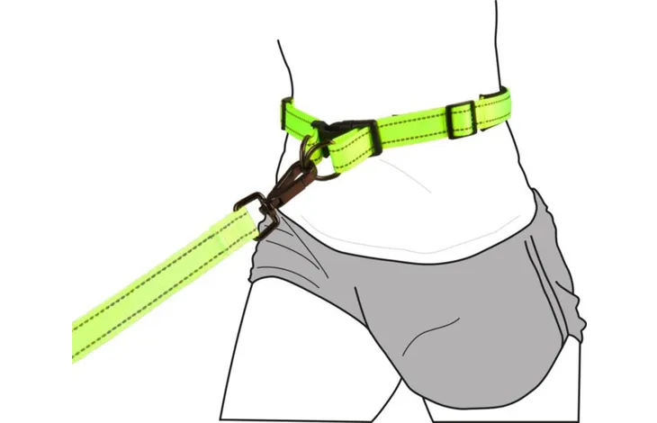 FLAMINGO JOGGING LEASH WITH WAIST BELT DIRAN FLUO YELLOW M 118CM 75-100CM