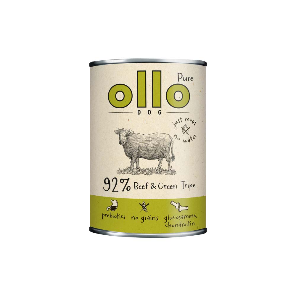 OLLO PURE MOKRA KARMA DLA PSA WOŁOWINA I ZIELONE ŻWACZE 850G
