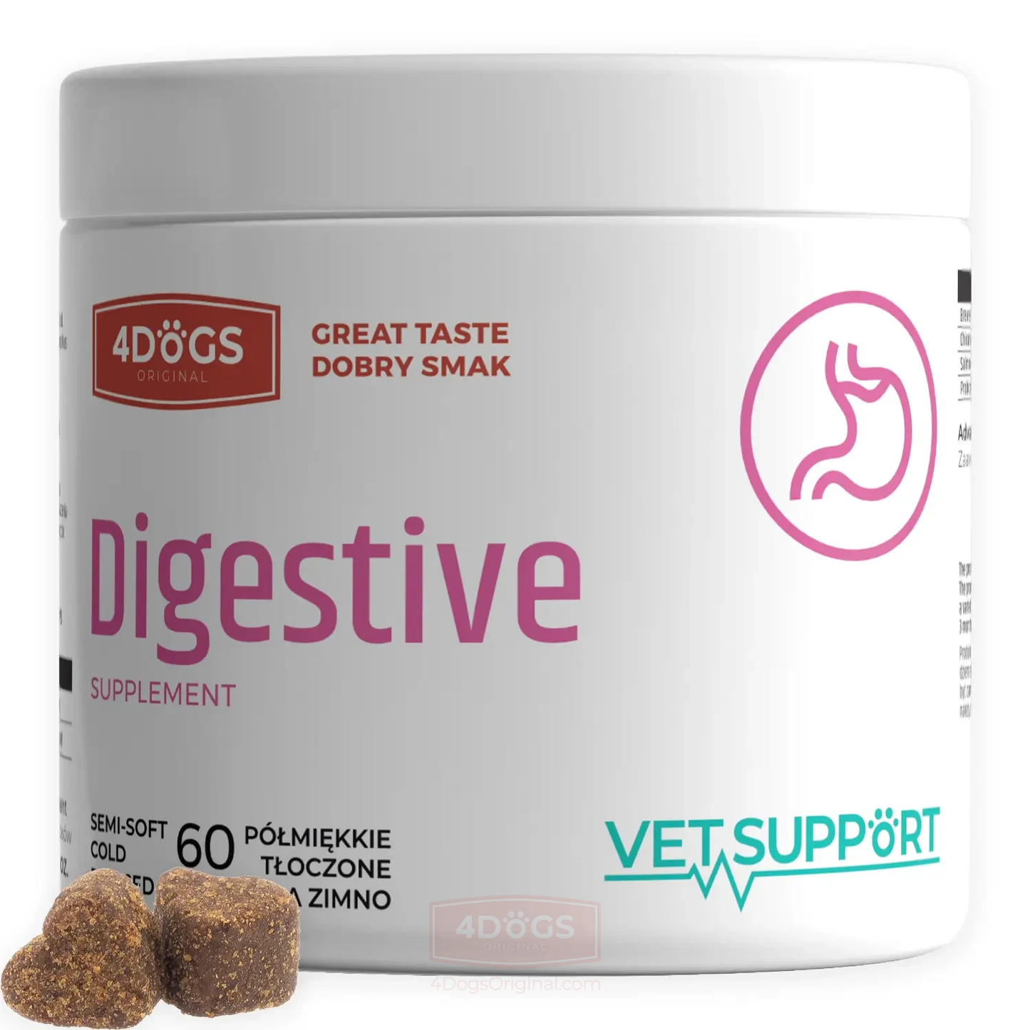 4DOGS VETSUPPORT DIGESTIVE SUPPOR 180G - WSPARCIE TRAWIENIA I ZDROWYCH JELIT