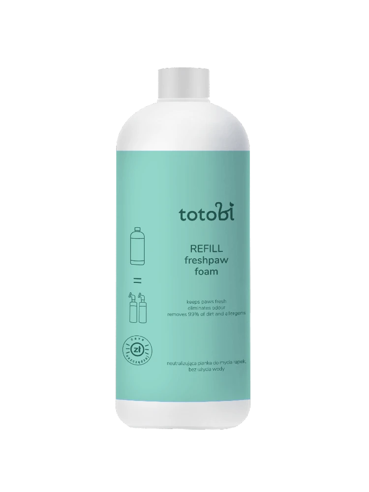 TOTOBI REFILL FRESHPAW NEUTRALIZUJĄCA PIANKA DO MYCIA ŁAPEK BEZ UŻYCIA WODY 500ML