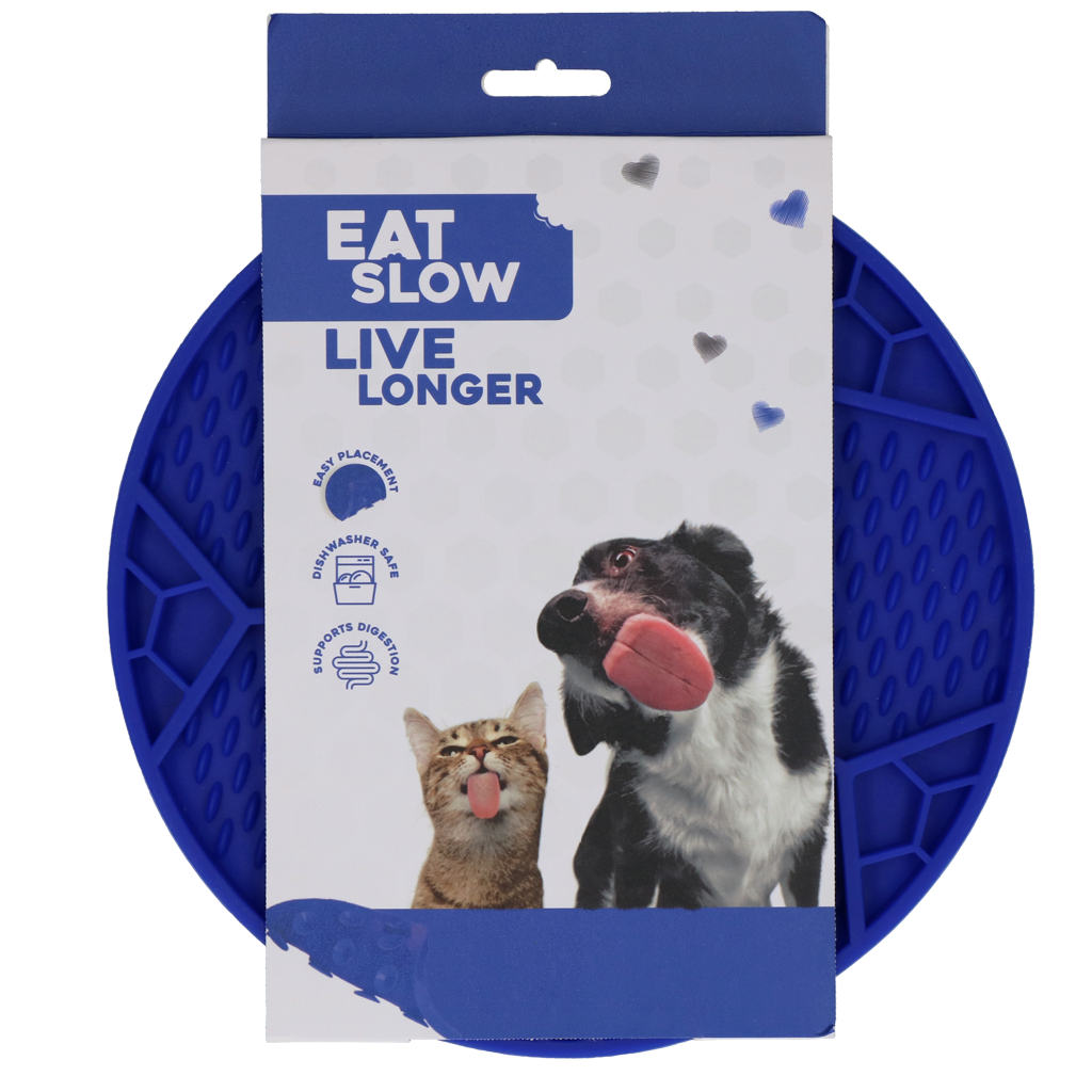 EAT SLOW LIVE LONGER LICK MAT VOETBAL BLAUW