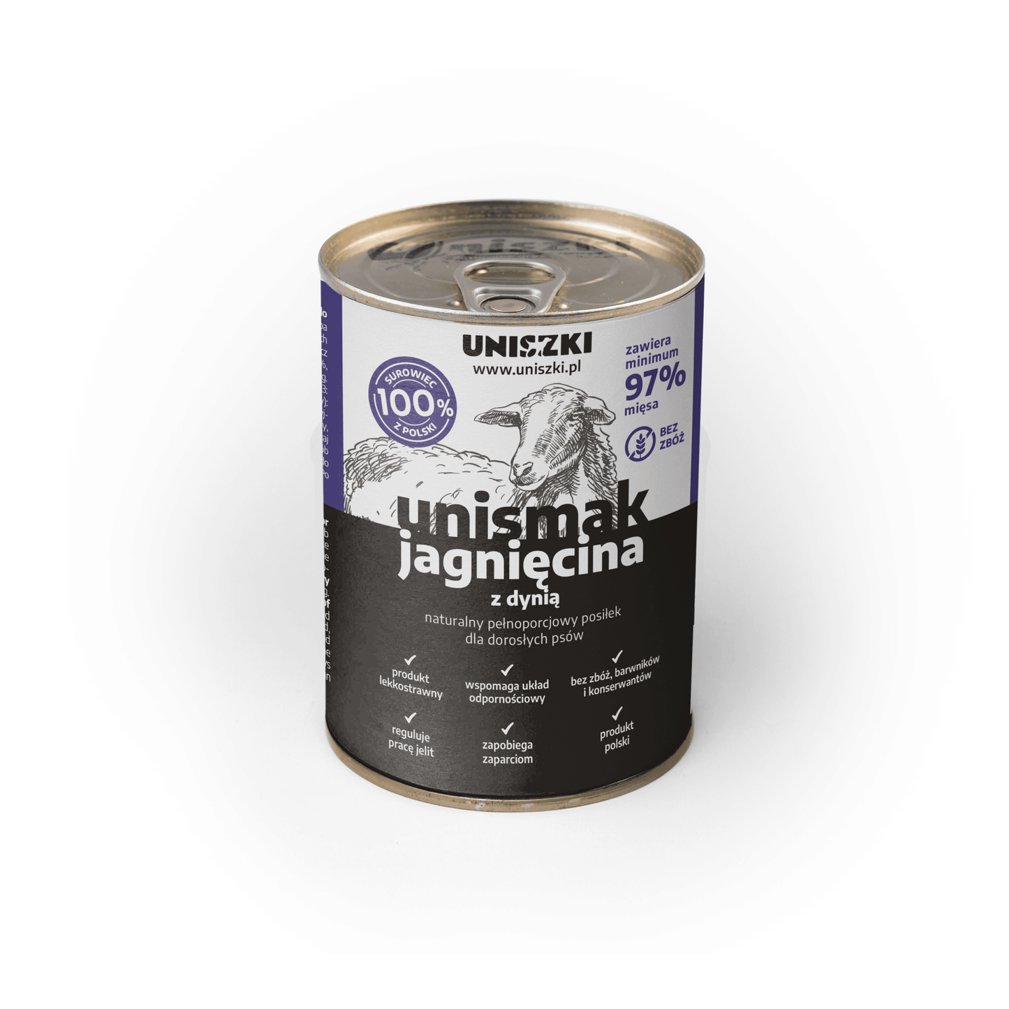 UNISZKI UNISMAK MOKRA KARMA DLA PSA JAGNIĘCINA Z KURCZAKIEM I DYNIĄ 410G