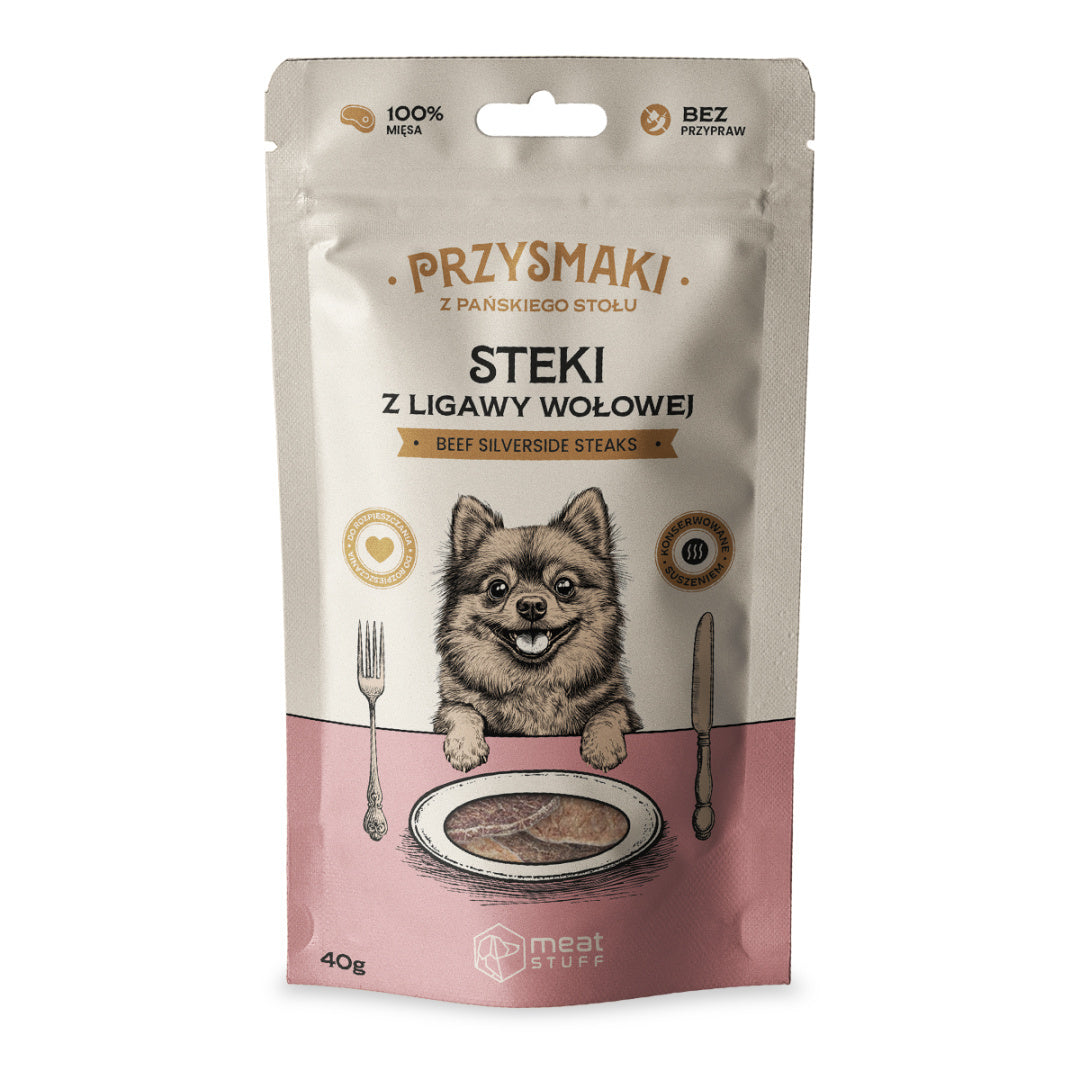MEATSTUFF PRZYSMAKI DLA PSA PRZYSMAKI Z PAŃSKIEGO STOŁU STEK Z LIGAWY WOŁOWEJ 40G