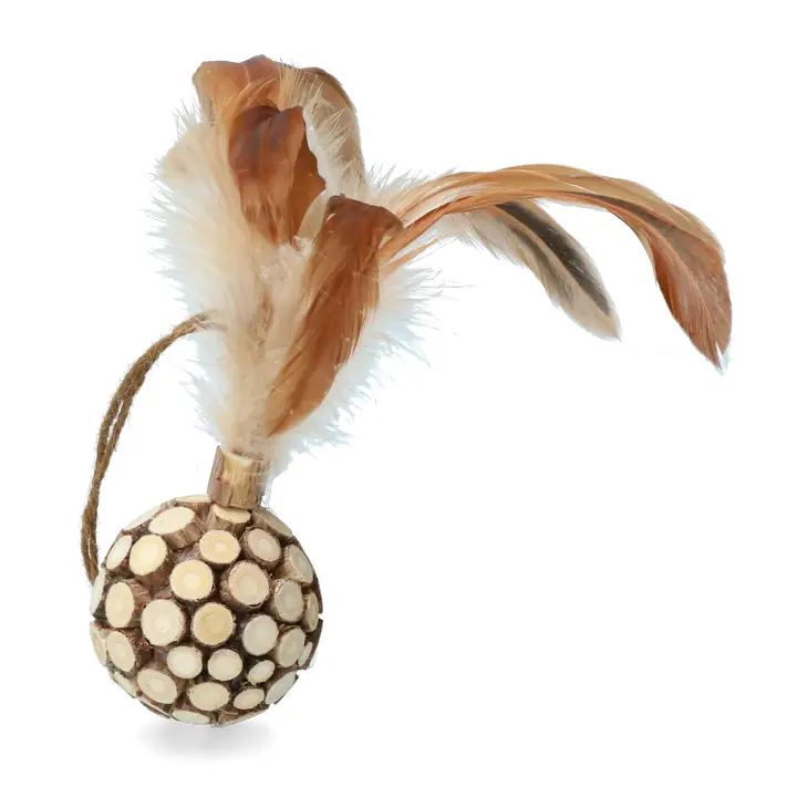 ADDICTED WOODEN BALL WITH FEATHERS